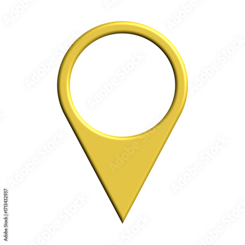 Yellow 3D map pin location marker for navigation.