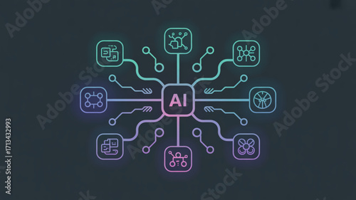 Ai neural network machine learning deep learning artificial intelligence future technology concept vector design