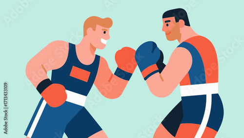 A person is boxing, hand-drawn vector illustration