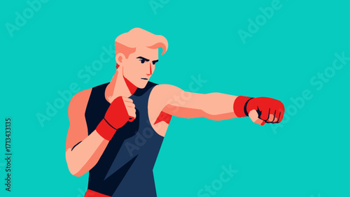 A person is boxing, hand-drawn vector illustration