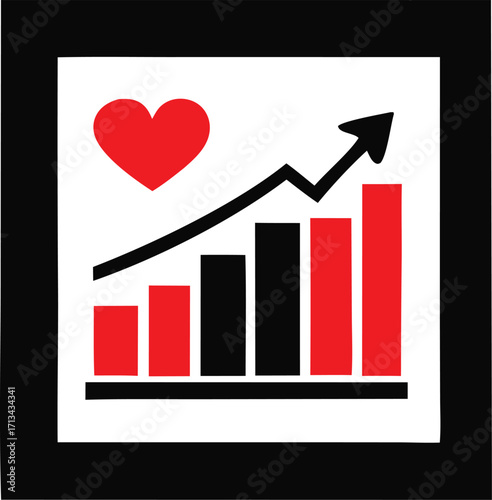Heartbeat graph icon symbolizing health improvement and positive trends in wellness metrics