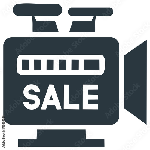 Video Camera Shape with Sale Text Inside, Vector, Business Promotion Discount Offer