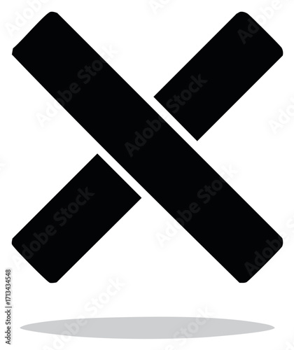 Black cross shape with rounded edges on white background