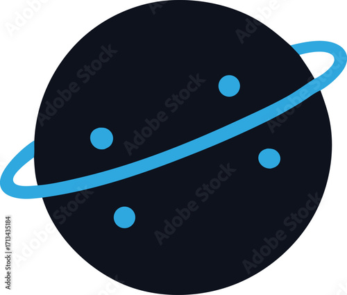 Abstract cosmic planet with glowing blue ring and stars for space exploration and sci-fi themes