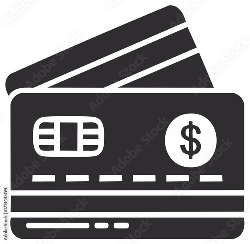 Credit card icon with dollar sign symbol, financial transactions, payment