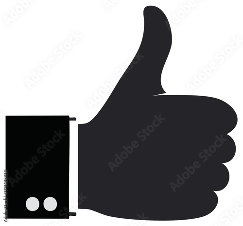 Business Hand Silhouette Showing Thumbs Up Gesture for Approval and Like Icon