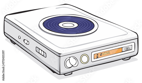 Vintage Portable CD Player with Blue Accents and Display Screen