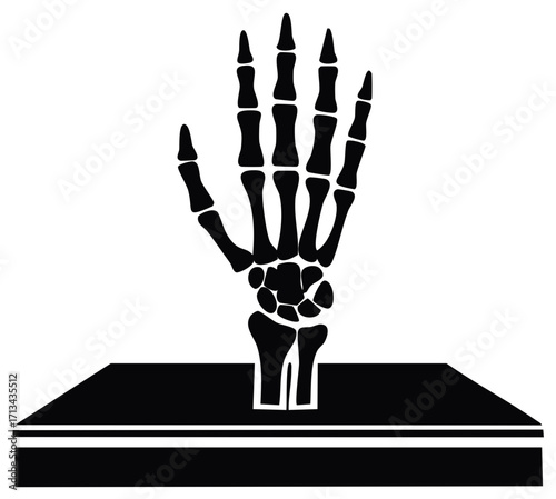 Stylized Human Skeleton Hand Emerging from Base with Wrist Bones Graphic