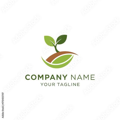 A minimalist logo featuring a sprouting plant emerging from fertile soil, symbolizing growth and nature.