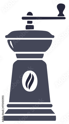 Isolated Vintage Coffee Mill Illustration Classic Manual Grinder Design
