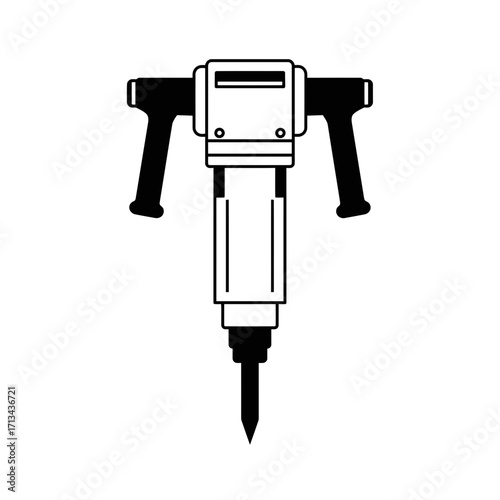 Jackhammer Icon Silhouette Construction Power Tool Isolated on White