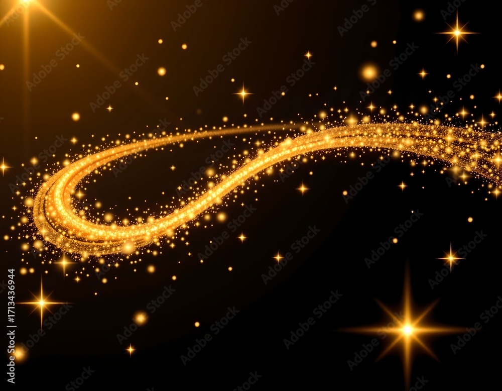 Fototapeta premium Golden Sparkling Arc Over Night Sky