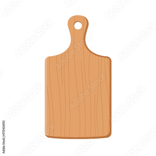 Wooden Cutting Board Kitchen Utensil Isolated on White Background