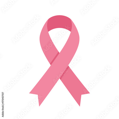 Pink Ribbon Breast Cancer Awareness Symbol Isolated on White Background