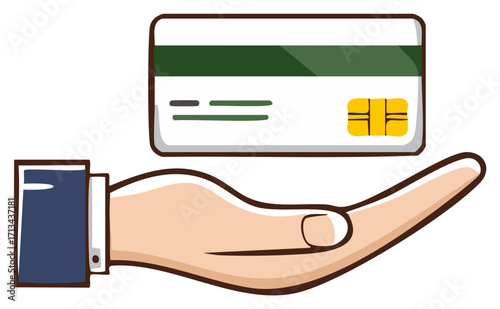 Hand holding credit card payment for online transactions