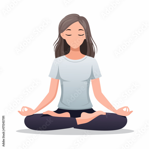 Woman in lotus position meditating for wellness, mindfulness, and relaxation in daily life