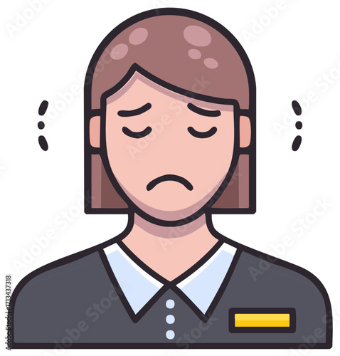 Sad Woman Employee Cartoon Icon Depicting Feeling of Disappointment Frustration and Workplace Stress