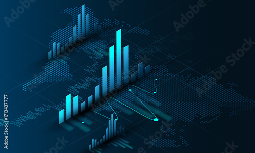 Stock trading charts and background images Financial trends, marketing, banner design, advertising materials