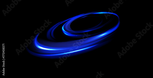 Abstract light lines of movement and speed in blue. Neon lines of blue speed. Dynamic traces of light movement. Light wave of the trace,
