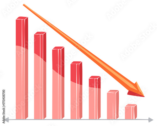 Illustration of a declining bar graph symbolizing economic recession and business failure