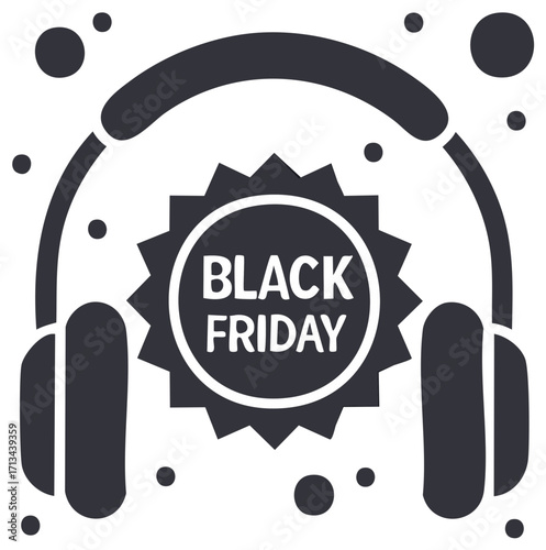 Black Friday Headphones Deal Vector Design for Online Promotion