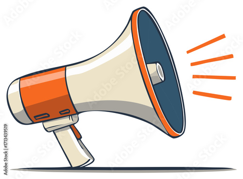 Cartoon Bullhorn Announcing Loudspeaker Communication Sound Illustration