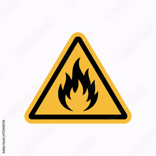 Warning sign for fire hazard and flammable materials