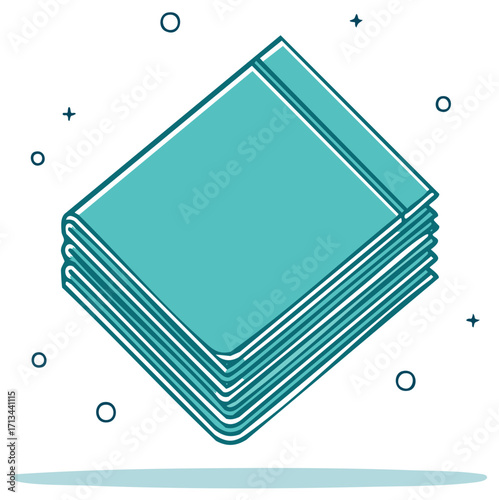 Stack of Aqua Blue Papers or Napkins Flat Vector Icon Design Element