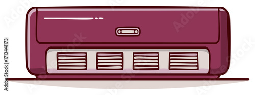 Illustration of Maroon Air Conditioner with Louvers for Cooling Home Office