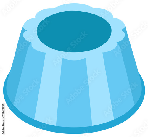 Stylized Blue Gelatin Dessert Shape, Round Mold, Sweet Treat, Conical Shaped Pudding, Simple Vector