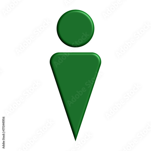 Stylized green male figure icon for public signage.
