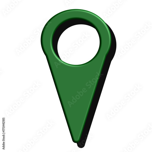 Green 3D map pin location marker icon isolated.
