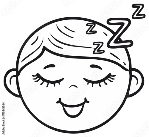 Sleeping Child Face with Z's Overhead in Simple Outline Style