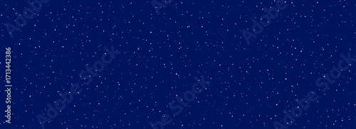 Falling snow seamless wallpaper. Repeated white snow at night sky background. Vector repeating snowfall pattern. White snowflakes, dots, ice specks for Christmas decor. Winter blizzard weather overlay
