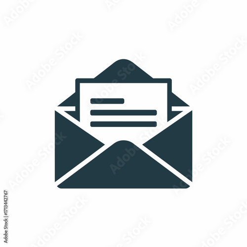 Open envelope with letter inside icon