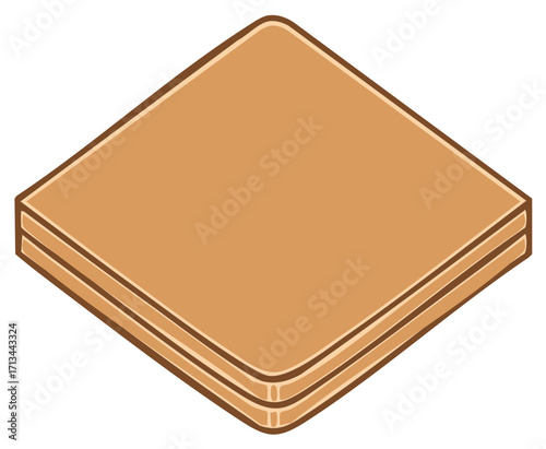 Isometric Stack of Wafer Cookies With Crispy Layers and Cream Filling