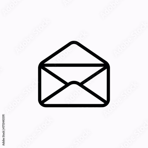 Open envelope icon simple line art communication symbol