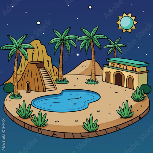 tropical island with palms