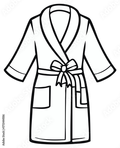 Simple Bathrobe Outline with Pockets and Tie for Coloring Pages or Illustrations
