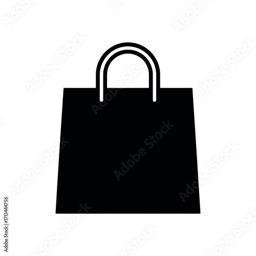 Simple black silhouette of a shopping bag with handles