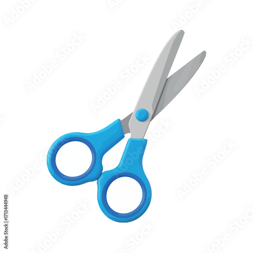 Bright blue scissors isolated on a white background