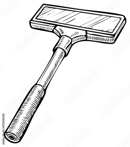 Hand Drawn Squeegee Illustration for Cleaning Windows and Surfaces, Cleaning Tool Art