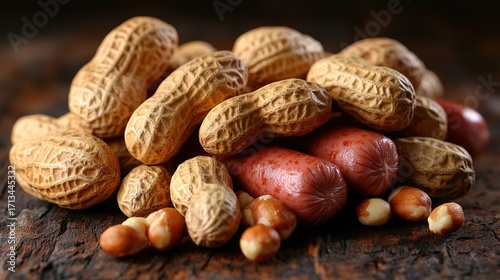 Peanuts (Also Groundnuts/Ground-Split Nuts): Brown to Light Yellowish-Brown Oily Legumes, Hard Shells with Soft Silk-Like Insides for Dishes & Food Garnish
