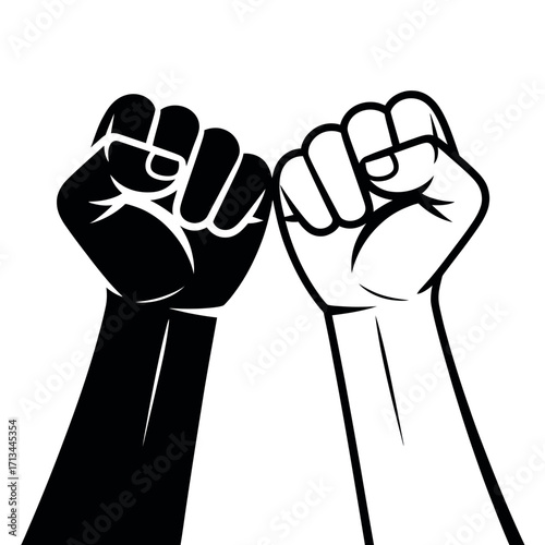 Two fists raised together symbolizing unity and solidarity