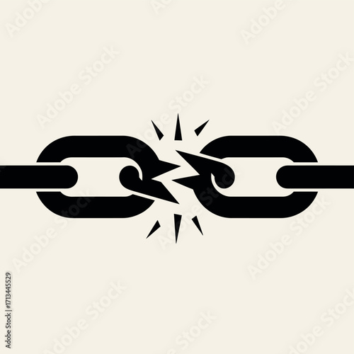 Broken chain link symbolizing disconnection and failure