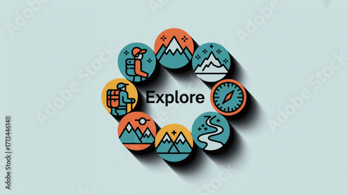 Explore outdoor adventure with hiking trails mountains and compass for travel and nature exploration trip