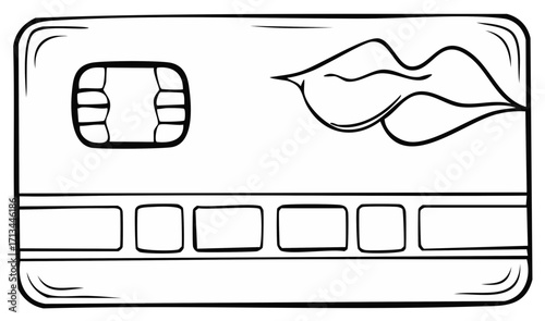 Drawing of Credit Card Featuring Chip, Serial Number Box and Lip Graphic
