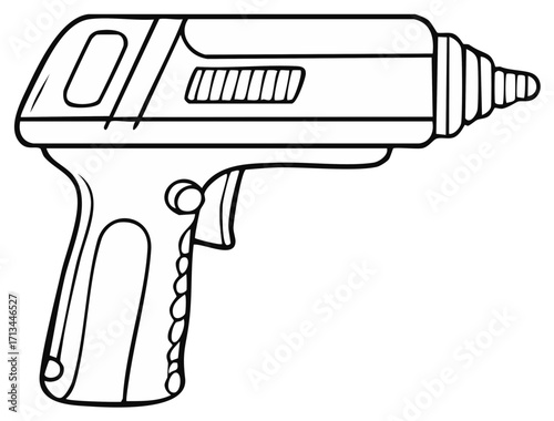 Futuristic Ray Gun Illustration, Outer Space Weapon, Science Fiction Pistol, Fantasy Blaster
