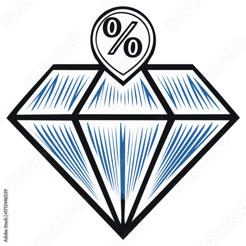 Diamond shape with percentage symbol, representing premium quality or luxury services.