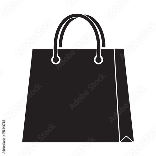Elegant Black Shopping Bag Icon for Retail Marketing and Branding Materials With Loop Handles and Minimalist Design